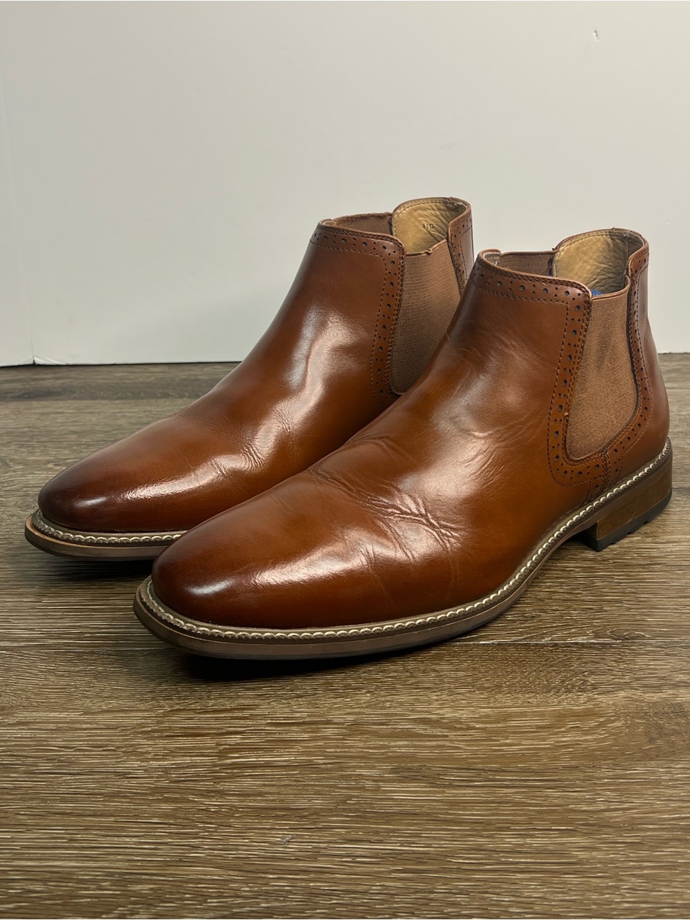 Joseph Abboud Leather Chelsea Boots Cognac Brown Men’s Size 11D